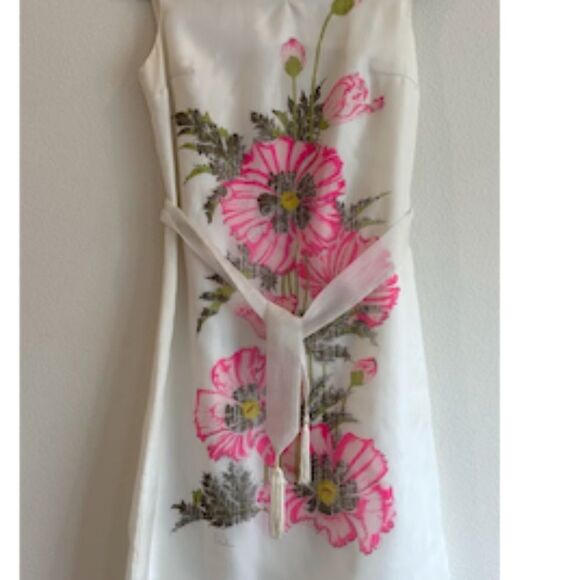 Vintage Alfred Shaheen Pink Poppy Mod Shift Dress - Picture 3 of 10